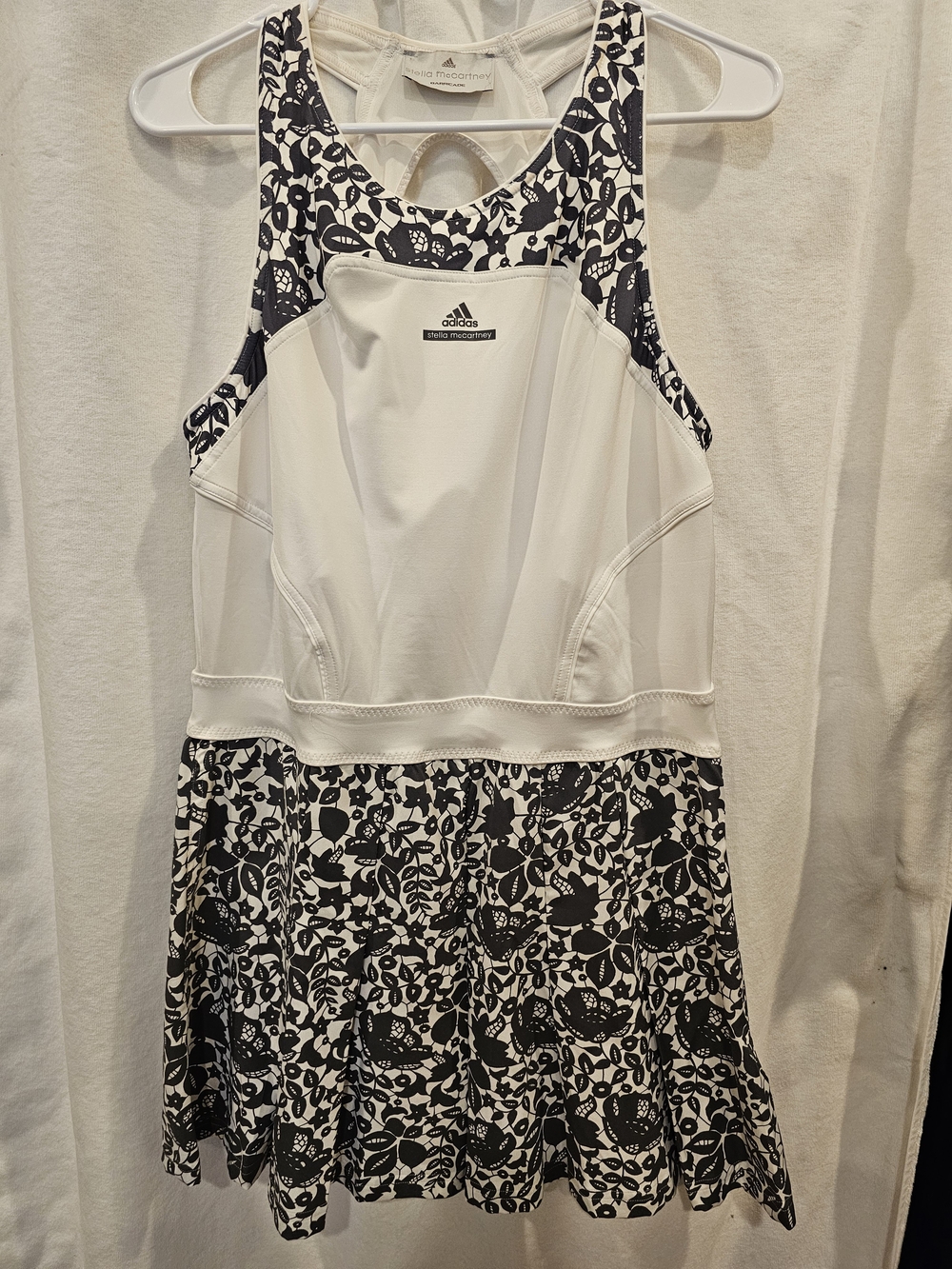 adidas by Stella McCartney White Tennis Dress with Black Floral Print